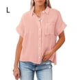 thumbnail image 5 of Blusa de manga corta Sonducket con botones y cuello en V para mujer Rosa L, 5 of 5