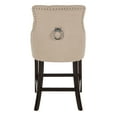 thumbnail image 2 of SAFAVIEH Eleni 26 in. H Tufted Wing Back Counter Stool with Ring, Beige, Set of 2, 2 of 14
