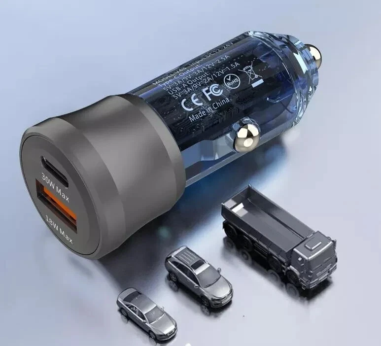2Pcs Mini 48W Qc18W+Pd30W Car Charger Cell Phone Fast Charge Adapter Accessories