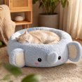 thumbnail image 5 of Small Dog Cat Bed Warm Cozy Plush Mat Removable Washable, 15.75x15.75x3.94 in, Blue, 5 of 7