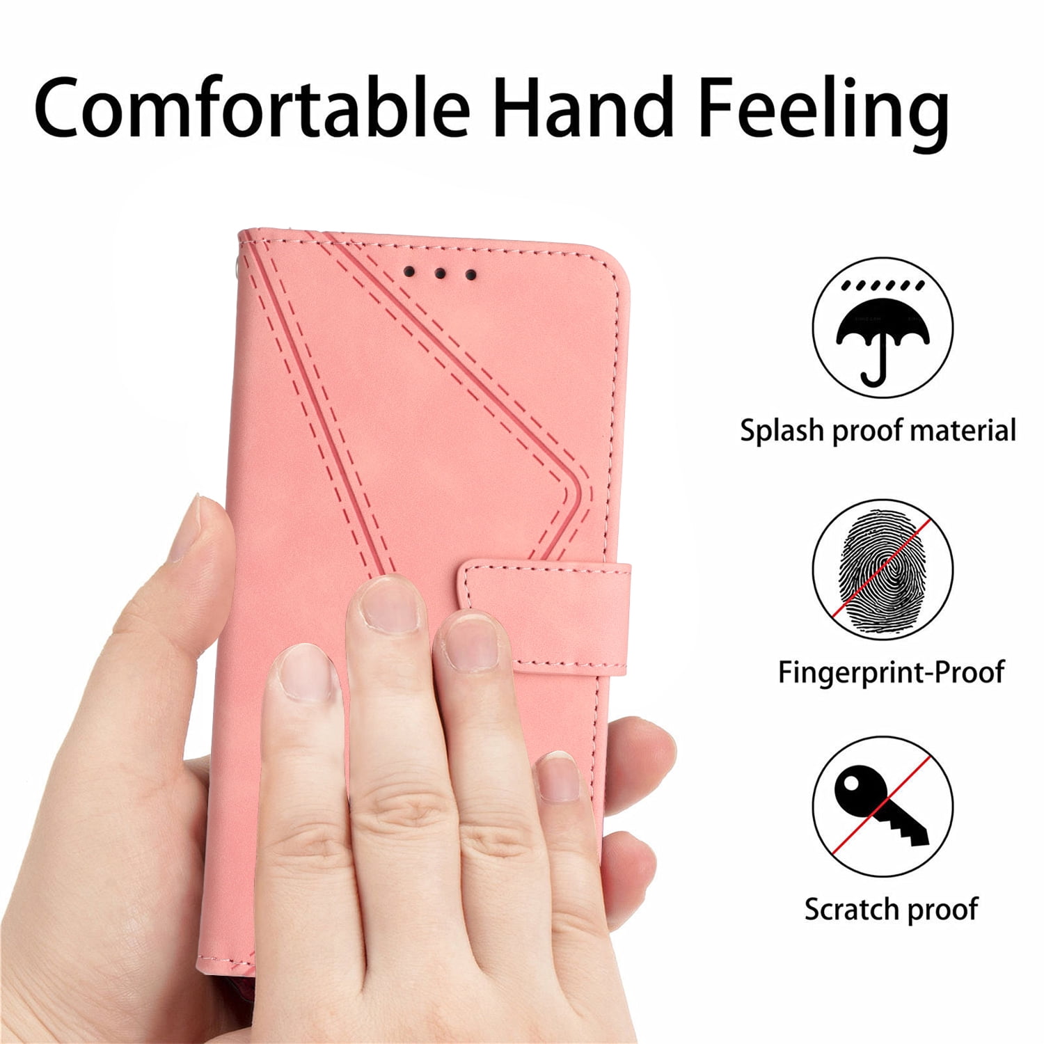 GOKEN Custodia Portafoglio Per Google Pixel 6a – Flip In Pelle PU Con Rosa 3D, Slot Carte E Supporto (Oro Rosa)