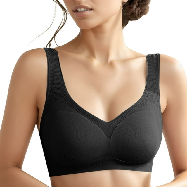 B91xZ Women's Wireless Bra Medium Support Racerback Sports Bra,Black XXXXL