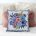 thumbnail image 3 of Flowers Throw Pillow in White Blue 18x18, 3 of 5