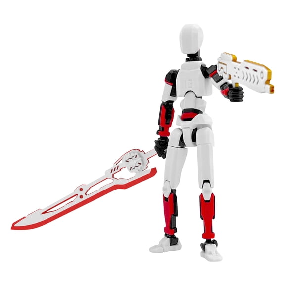 T13 Action Figure Set (Assembly Completed),Dummy 13,Titan 13 Action Figures,Articulated Action Figure with Interchangeable Parts, Futuristic Design, Includes Sword and Blaster, Perfect for Collectors
