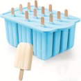 thumbnail image 1 of SHAOSZC Moldes de silicona para paletas de helado sin BPA, juego de 12 bandejas grandes para paletas de helado para congelador, molde casero reutilizable para paletas de hielo con 1 máquina para, 1 of 7