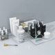 thumbnail image 1 of Caja de almacenamiento de cosméticos con patrón de ondas, cesta de almacenamiento transparente para escritorio, caja de acabado, estante de almacenamiento apilable para dormitorio, 1 of 5