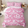 thumbnail image 2 of Homewish Hipple Moth Skull Quilt Full,Happy Halloween Full Bedspread Sets,Pink,Moon Floral Duvet,3pcs, 2 of 7
