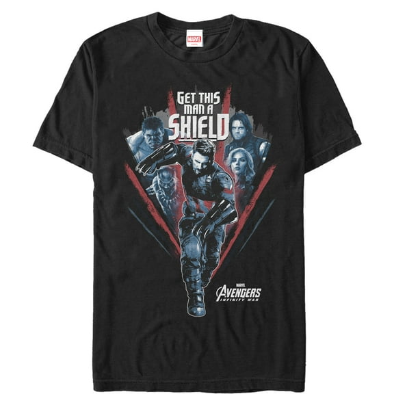 Men's Marvel Avengers: Infinity War Get Captain Shield Run  Graphic Tee Black X Large