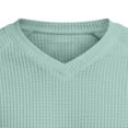thumbnail image 3 of JSheng Men's Short Sleeve Tops Trendy Solid Color Short Sleeved V-Neck Waffle Checks Loose Pullover Shirts Green M, 3 of 4