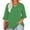 Green, variant on Womens Tops Plus Size 3/4 Ruffled Sleeve V-neck Cotton Pleated Casual T-shirt Red XXXL