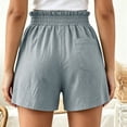 thumbnail image 5 of Zulora Women's Solid Color Shorts With Ruffled Waist And Pockets High Waisted Casual Elastic Waist Summer Beach Daily Shorts​, 5 of 7