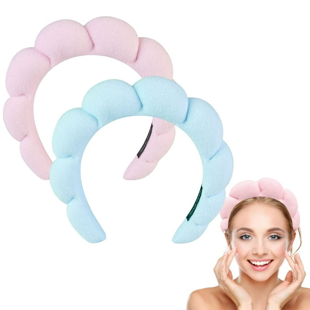 Taotop Paquete de 2 Diademas de Spa para Mujer Linda Diadema para el Cabello para Mujer Esponja de Ducha Diadema de Tela de Rizo Adecuada para el Cuidado de la Piel Lavado de Cara Maquillaje Accesorio