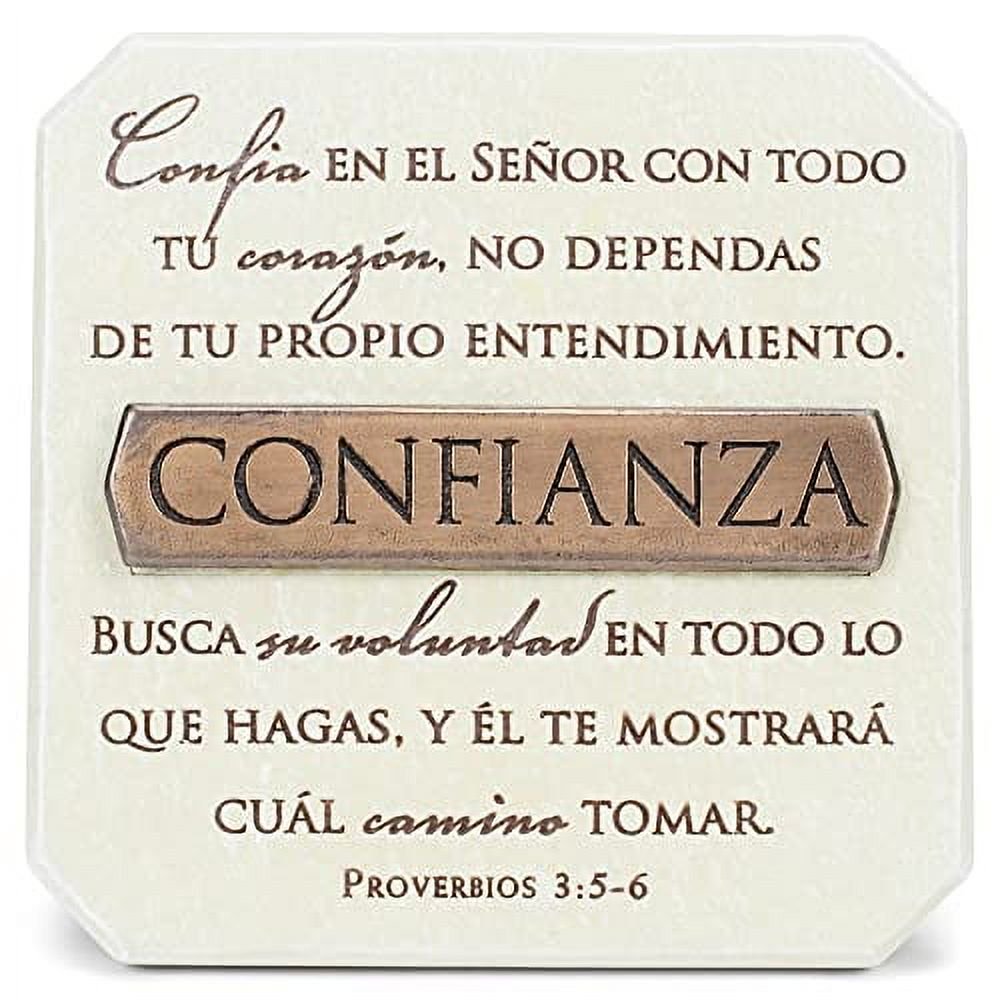 Lighthouse Christian Products Confianza (Trust) Sandstone Title Bar Plaque, Multi Color