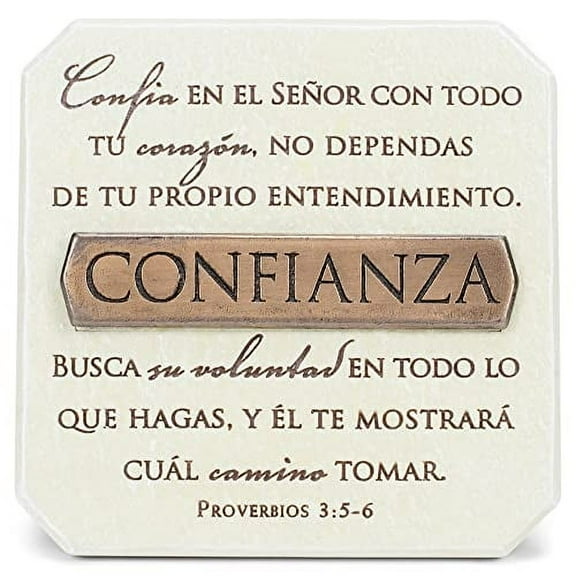 Lighthouse Christian Products 17913 Confianza (Trust) Sandstone Title Bar Plaque, Multi Color, 3.75"