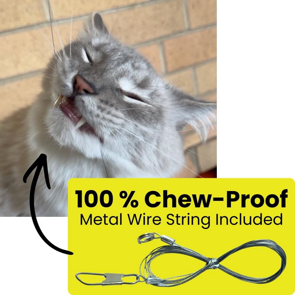 3-Pack Cat Toy Wand Replacement Strings, Chew Proof Metal Wire Nylon Fishing Line Refill for Cat Stick Toy