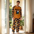 thumbnail image 3 of EANJE Men's Halloween 2 Piece Pajama Set Cute Reaper Cartoon Print Casual Long Sleeve Top & Long Pant Holiday Gift Soft Daily Sleepwear Suit Earthy Yellow M, 3 of 5