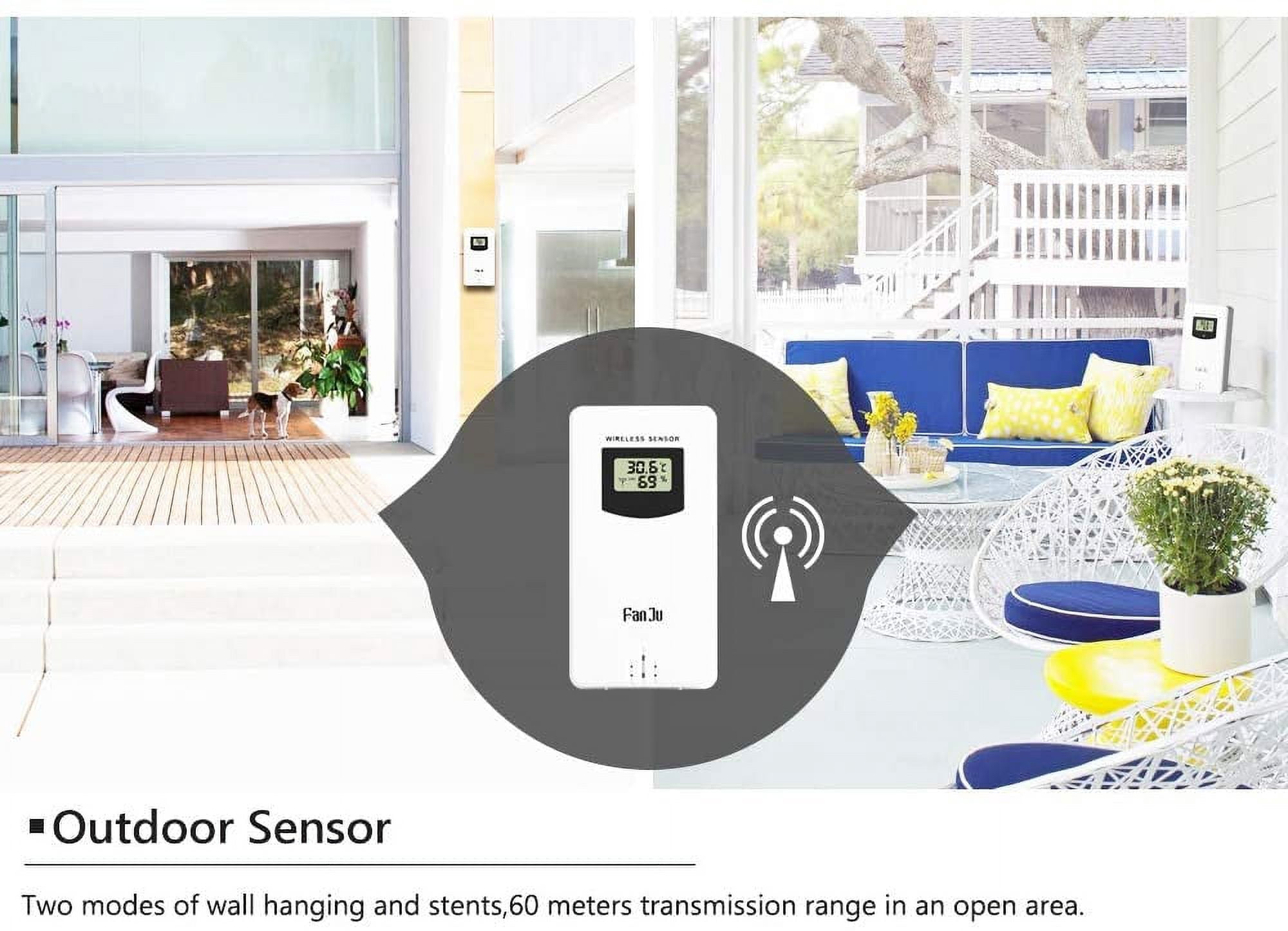 Weather Station With Outdoor Sensor, Thermometer, Hygrometer, Indoor And Outdoor Radio Weather Station °C/°F, Date, Weekend, Moon Phases, Daily Alarm