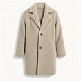 thumbnail image 4 of purcolt Women's Sherpa Fuzzy Fleece Jackets Button Down Notched Lapel Mid Trench Coat Casual Warm Winter Cold Weather Pea Coat, 4 of 5