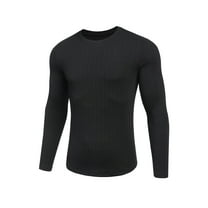 Coshow Mens Long Sleeve Crewneck Sweaters Thermal Casual T-Shirt Slim Fit Ribbed Knit Fall Pullover Shirts