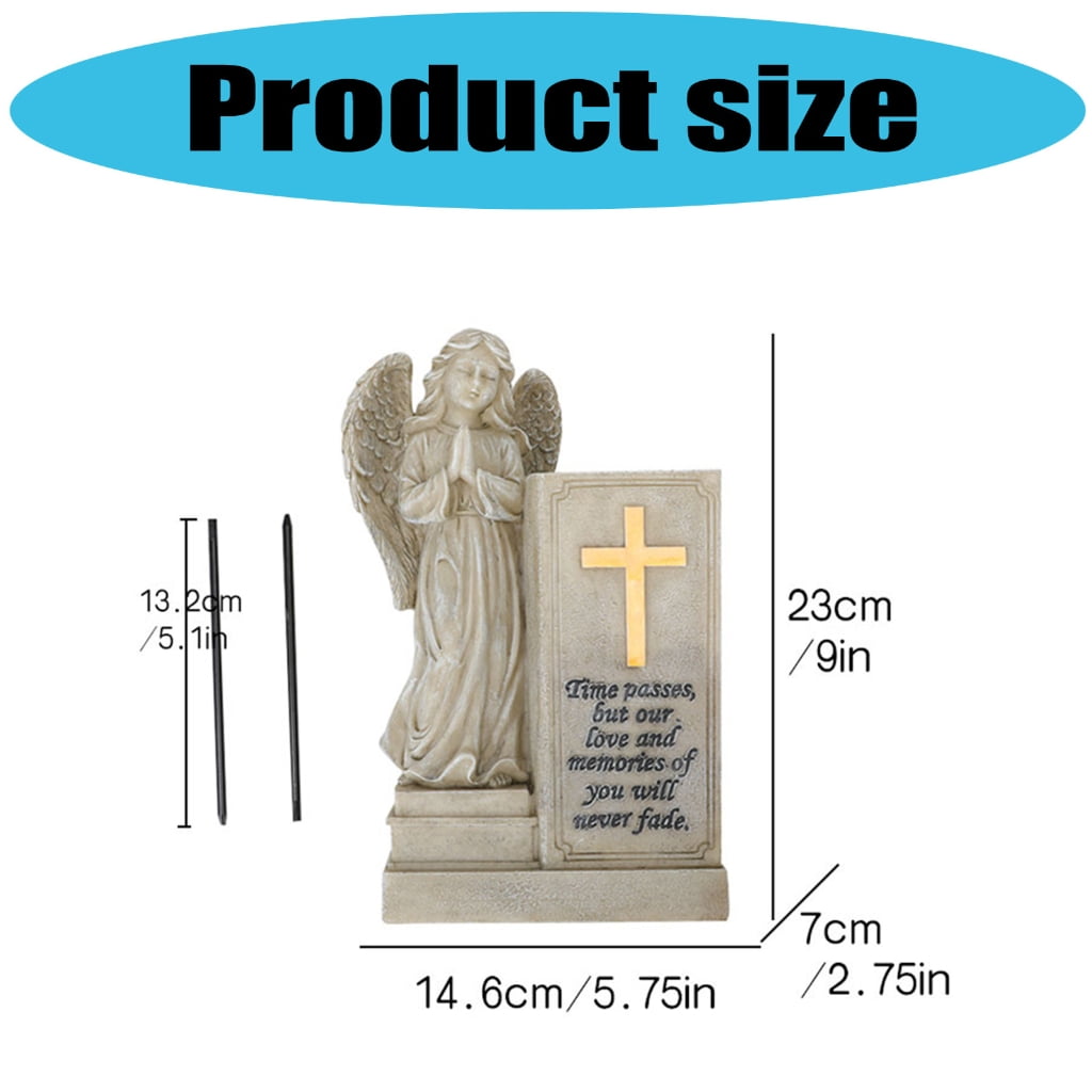 Angel Statue Garden Decors Fluorescent Angel Figurines Resin Praying Angel Garden Memorial Sculptures Angel Sculptures
