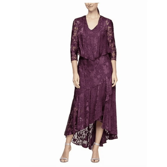 Alex Evenings Womens Metallic Maxi Evening Dress