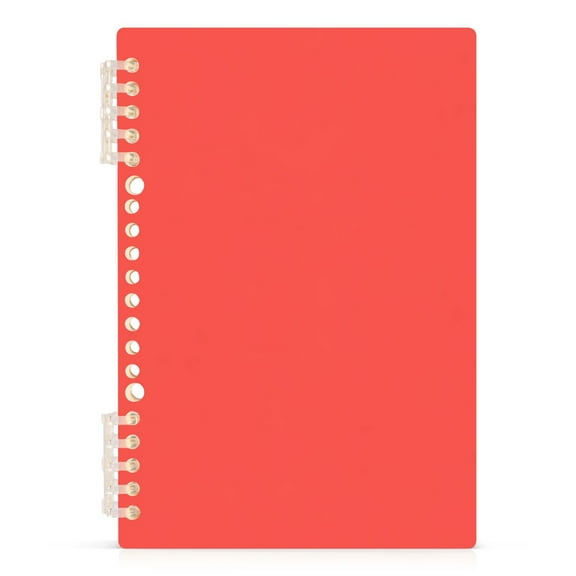 Plain Red Notebooks 1-subject Journal 60 Sheets A5 College Ruled Paper Detachable Ring 8.3"x5.7"