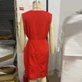 thumbnail image 6 of YUGYXL Women Elegant Sleeveless Dress Keyhole Ruched Business Casual Midi Dress Cocktail Party Office Work Outfit Red S, 6 of 6