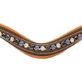 thumbnail image 2 of Exion Horse Browband For English Bridle | Curved Shape Padded Equestrian Browband For Show & Dressage | Blue, Black & Clear Crystal Browband For Horses, 2 of 6