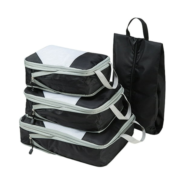 Jumpingount 4 piezas Manténgase organizado en el próximo viaje Bolsas organizadoras de viaje que ahorran espacio y múltiples tamaños que Envolturas para manijas de equipaje negro
