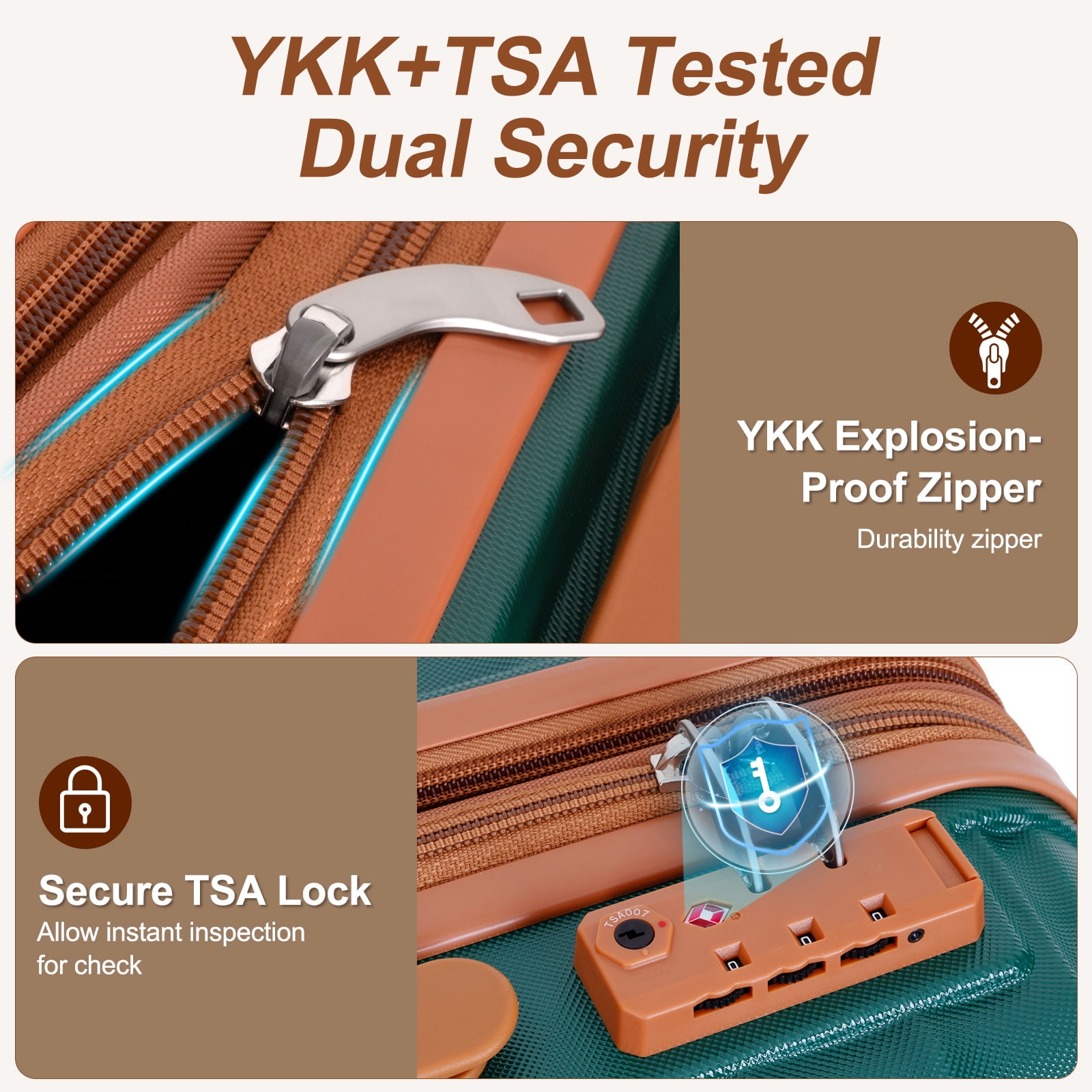 SUNSPIRE 26 Inch Checked Luggage Hardshell Medium Suitcase with Double Spinner Wheels, Scratch-Resistant Hardside Luggage with YKK Zipper Green