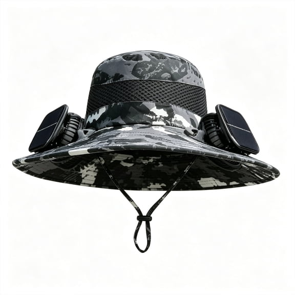 Solar Powered Fan Hat Rechargeable Wide Brim Sun Hat Cooling Fan for Fishing, Hiking, Camping, Gardening and Outdoor Work