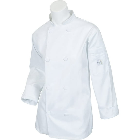Mercer Culinary Millennia Women's Cook Jacket with Cloth Knot Buttons, Small, White Small White