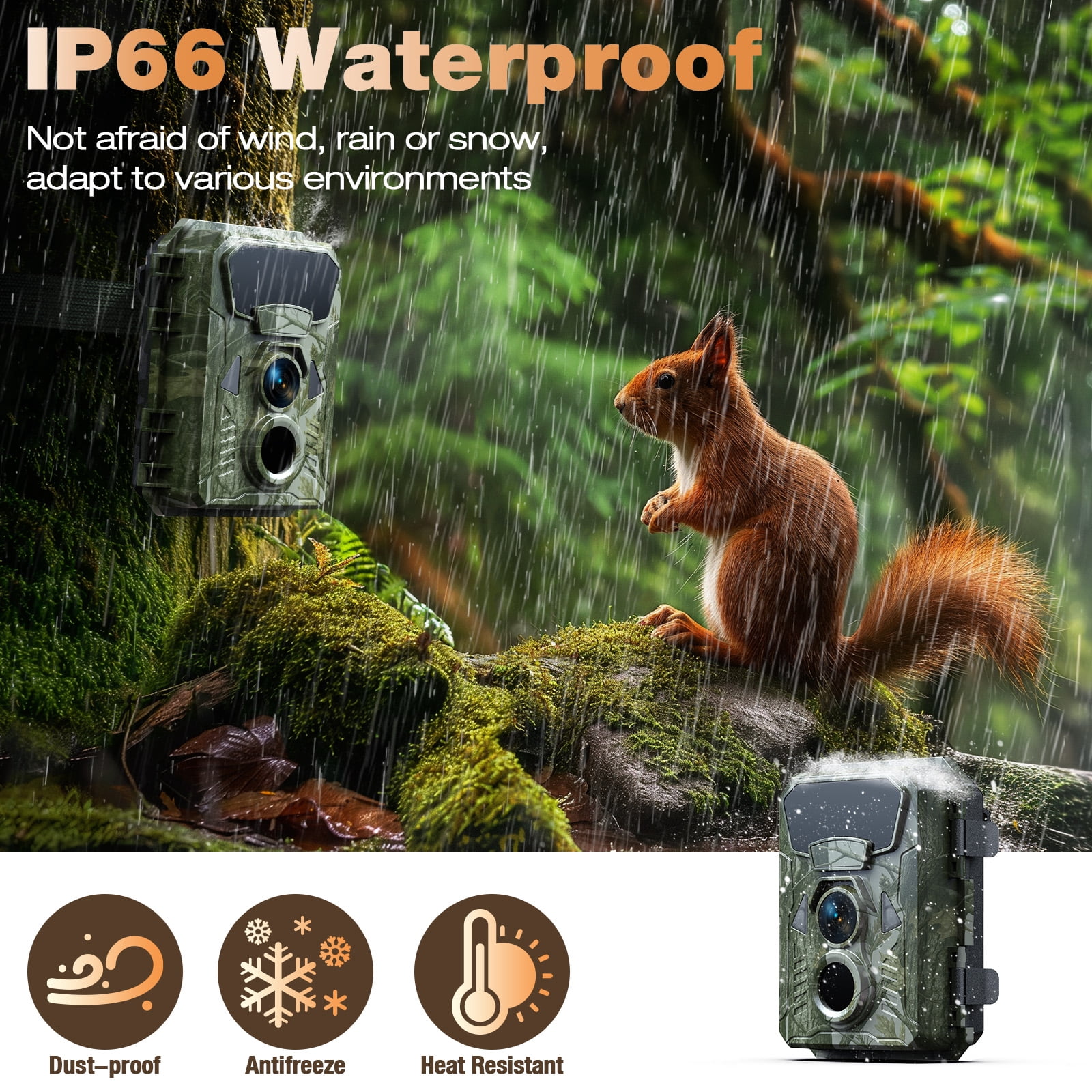 Campark Trail Camera 4K 48MP Hunting Game Camera with Infrared Night Vision Motion Activated Waterproof IP66 0.1s Trigger Time Lapse 2.0" LCD Trail Wildlife Cam Surveillance Monitors