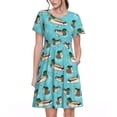 thumbnail image 1 of Disketp Mallard Ducks Swimming In The Lake para Vestido de Manga Corta para Mujeres, Vestidos de Verano para Mujeres, Casual y Holgado para la Playa, 1 of 6