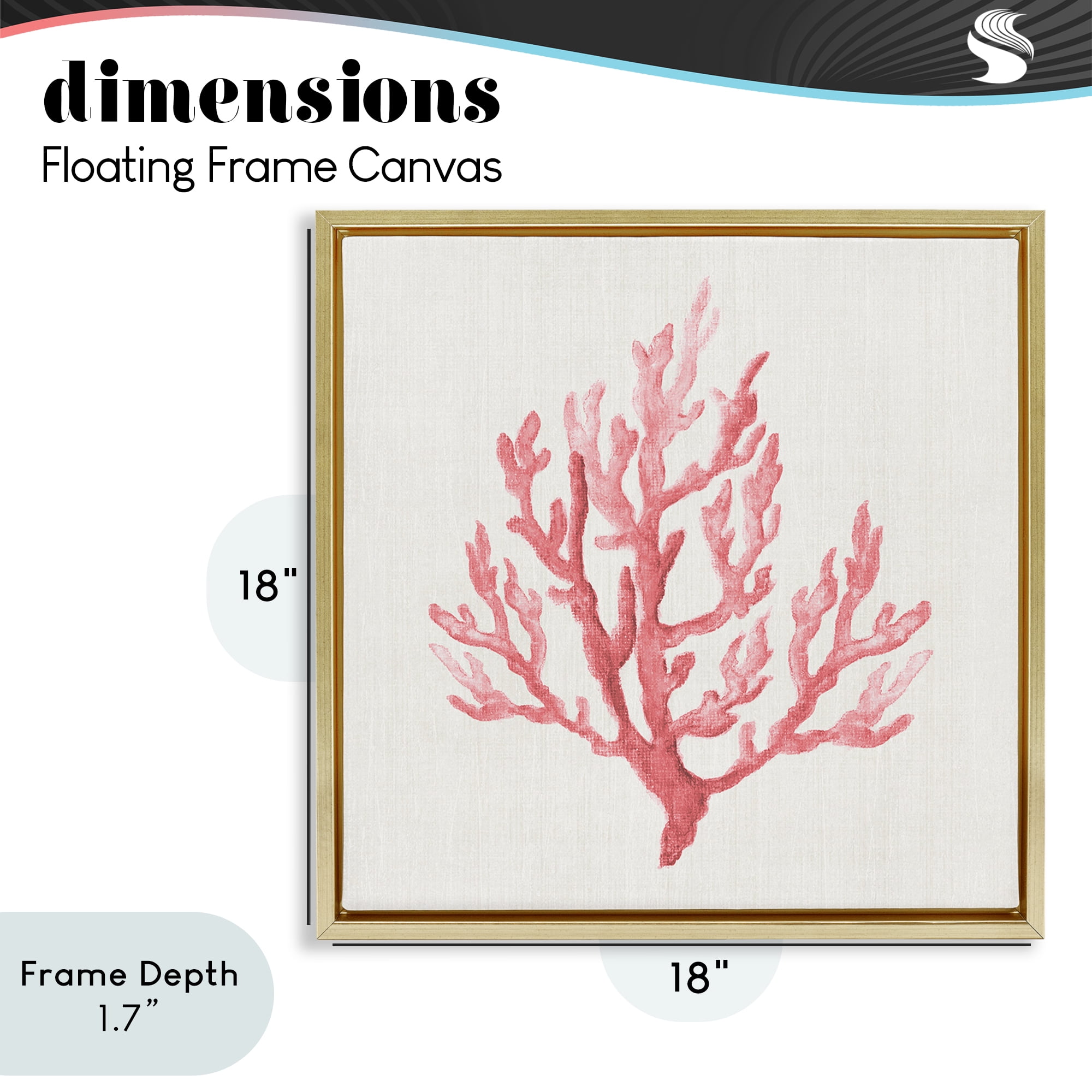 Stupell Industries Muted Pink Coral Branch Gold Framed Floater Canvas Wall Art, design by Janet Tava