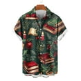 thumbnail image 4 of SERTG Men's Christmas Print Short Sleeve Shirt Lapel Collar Button Front Resort Casual Hawaiian Shirt Men Christmas Gifts Tops(Gold,S), 4 of 6