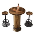 thumbnail image 2 of Fnova 3 Piece Bar Table Set with Round Counter Height Table and 2 Stools, Pub Table Set for Kitchen, Apartment, Small Space, 2 of 17