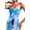 Blue, variant on Women's Backless Printed Maxi Cami Dress with Sheer Back and Stretchy Bodice 65% polyester 35% cotton for summer