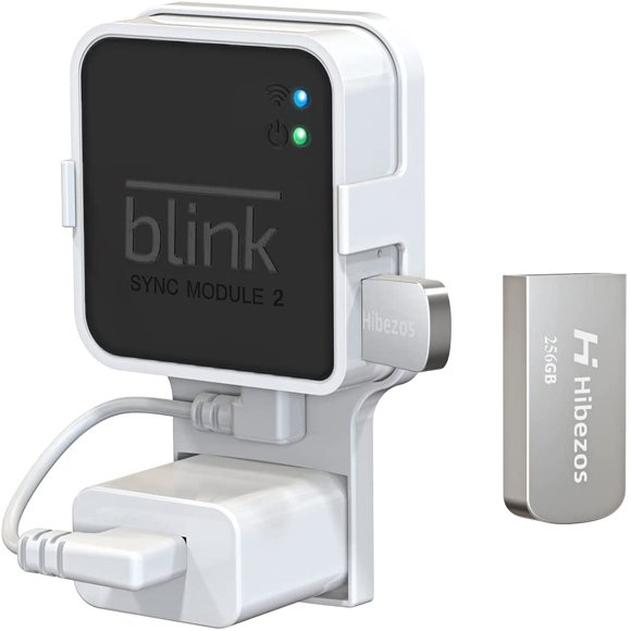 ERDS-256GB USB Flash Drive and Outlet Mount for Blink Sync Module 2, Save Space and Easy Move Mount Bracket Holder for Blink Outdoor Indoor Security Camera System, Without Messy Wires or Screws