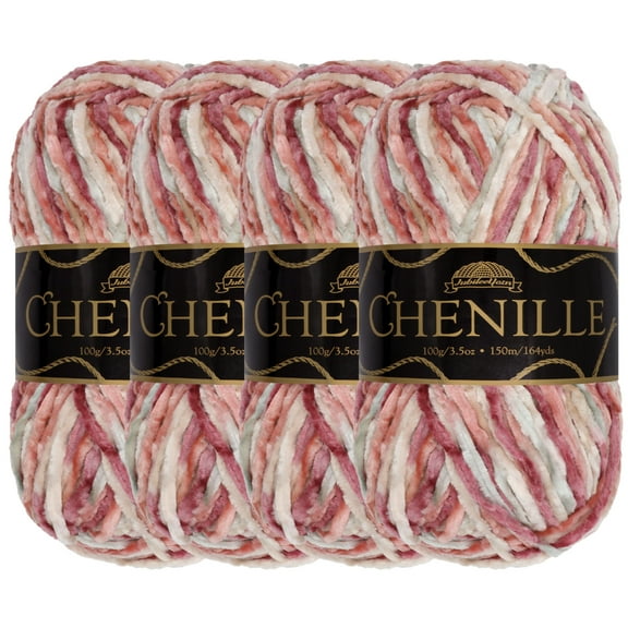 JubileeYarn Chenille Yarn - Worsted Polyester - 100g/Skein - Shambala - 4 Skeins