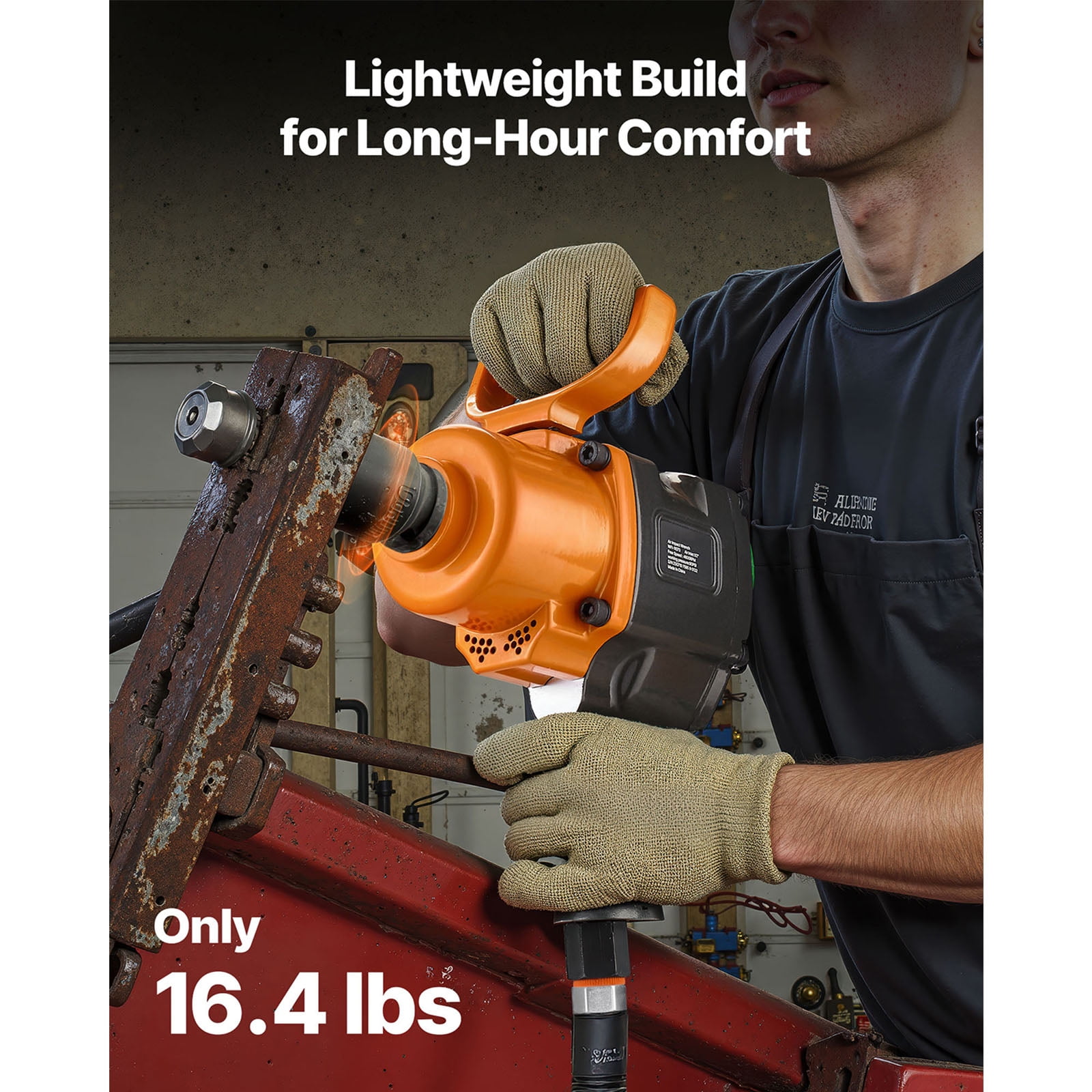 KFFKFF 1-Inch Pneumatic Impact Wrench, Twin Hammer Mechanism, Delivers Up to 1200 ft-lbs Reverse Torque, 4600RPM with 6 Adjustable Speeds for Heavy-Duty Automotive Repairs and Maintenance