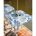 thumbnail image 2 of Hokiten Outdoor Tablecloths with Umbrella Hole & Zipper, Blue Botanical 60x60 Inch Square Tablecloths, Spring Summer Watercolor Leaf Waterproof Table Cloth, Patio/Pool/Picnic Table Covers, 2 of 7
