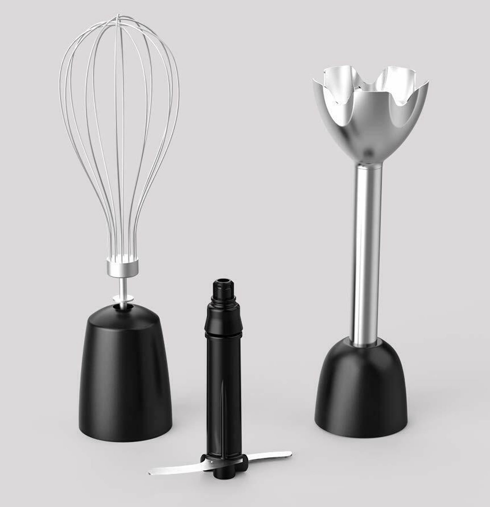 ikan 12 Speed Immersion Hand Blender (Titanium Coating), Powerful 800-Watt Motor 4-in-1 Blender Set, BPA-Free Smoothie Blender / Food Chopper / Egg Beater / Beaker (Ergonomic Grip, Black)
