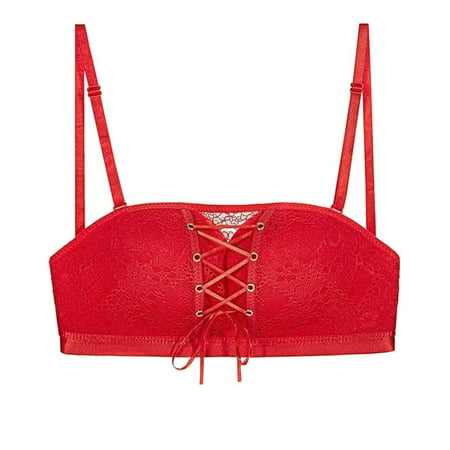 

Wireless Bras with Support and Lift Stealth Wire Age Brassiere Tira Wireless Push up Bra for Womens Red 90C