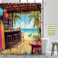 thumbnail image 2 of Vibrant Tropical Beach Bar Shower Curtain, Hawaiian Surfboard Ocean Scene Bathroom Decor, Waterproof Fabric Bath Curtain with Hooks for Summer Coastal Bathroom,12pcs Hooks,69X70 in, 2 of 4