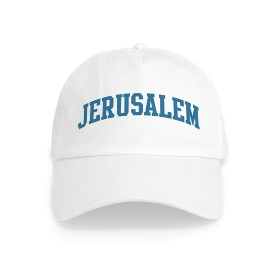 CafePress - Jerusalem (Blue) Cap - Adjustable 100% Brushed Unisex Casual Cotton Baseball Cap, Beige, 1