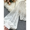 thumbnail image 2 of ZOELNIC Women's Sheer Lace Blouse with Tie Back & Lantern Sleeves, Long Sleeve Crop Top, 2 of 5