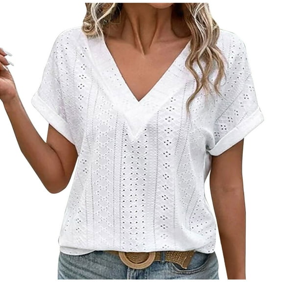 Fesfesfes Womens Tshirts Graphic Women's V-neck Loose Casual Style Short Sleeve T-shirt 10(XL)