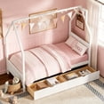 thumbnail image 3 of Bellemave Twin Size Montessori Bed with Storage Drawers, Wooden House Bed with Headboard, Twin Platform Bed Frame with Roof for Kids, No Box Spring Needed, White, 3 of 10