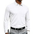 thumbnail image 2 of LWavelet Mens Polo Shirts Long Sleeve Button Collared Golf Shirts Casual Classic Business Dress Shirts for Office Work, 2 of 7